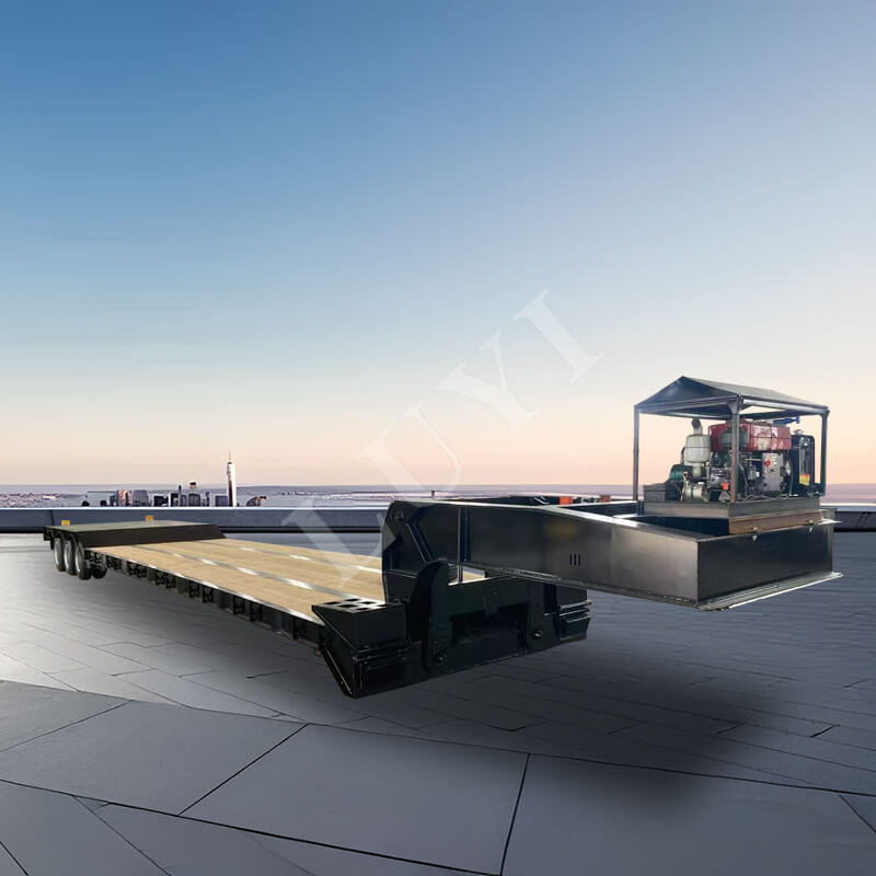 Rimorchio per trattore semirimorchio a pianale ribassato a 3 assi da 60 tonnellate