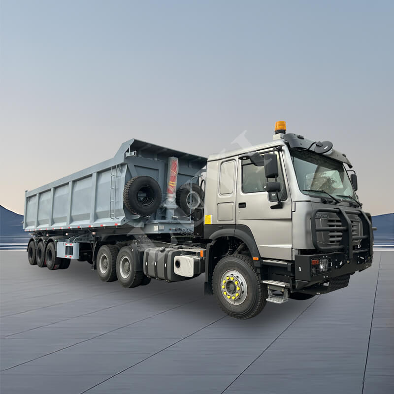 3 Rimorchio da carico per autocarro con cassone ribaltabile a forma di U a tre assi