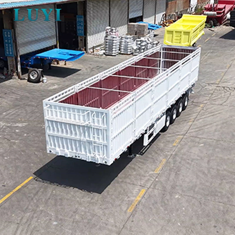Semirimorchio con recinzione alta a 4 assi da 80 tonnellate per carichi sfusi e trasporto di container