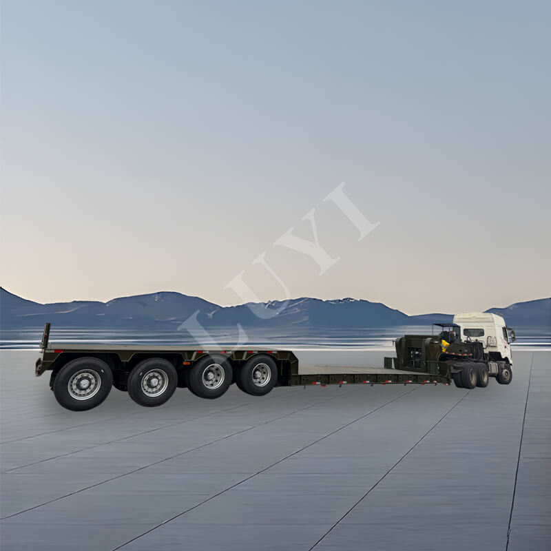Rimorchio per camion a pianale ribassato da 150 tonnellate con collo di cigno staccabile a 4 assi