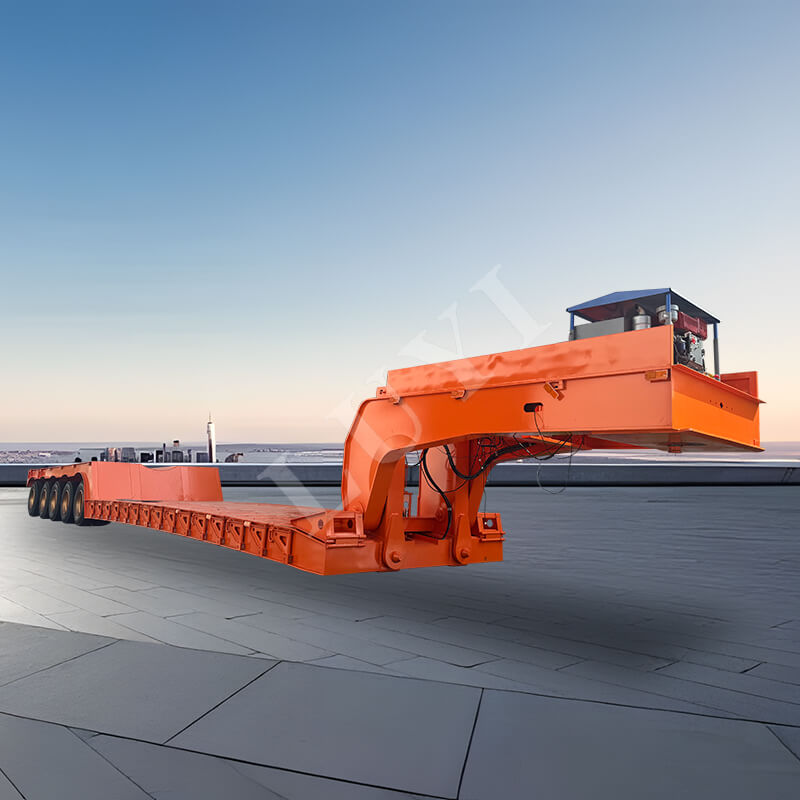 Semirimorchio ribassato a collo di cigno smontabile a 5 assi