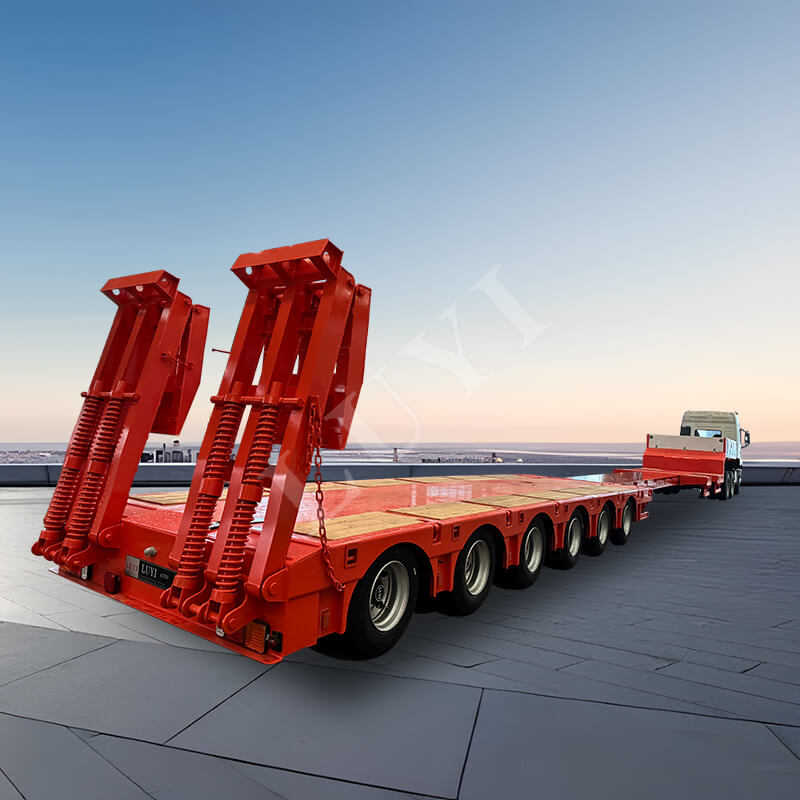 Rimorchio a 6 assi, rimorchio a collo d'oca da 80 tonnellate, 100 tonnellate, 120 tonnellate, rimorchio a pianale ribassato retrattile