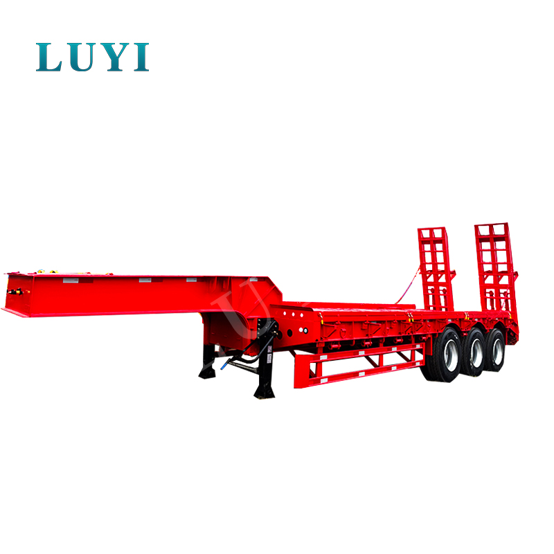 Semirimorchio a pianale ribassato staccabile a collo di cigno da 60 tonnellate a tre assi di alta qualità