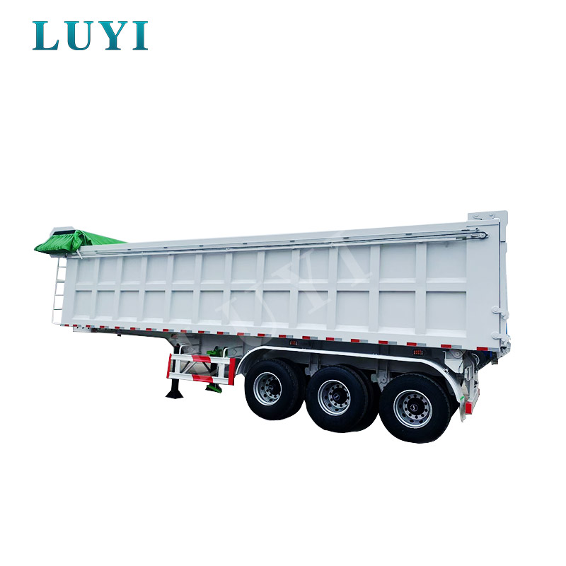 Semirimorchio con cassone ribaltabile posteriore bianco a 3 assi